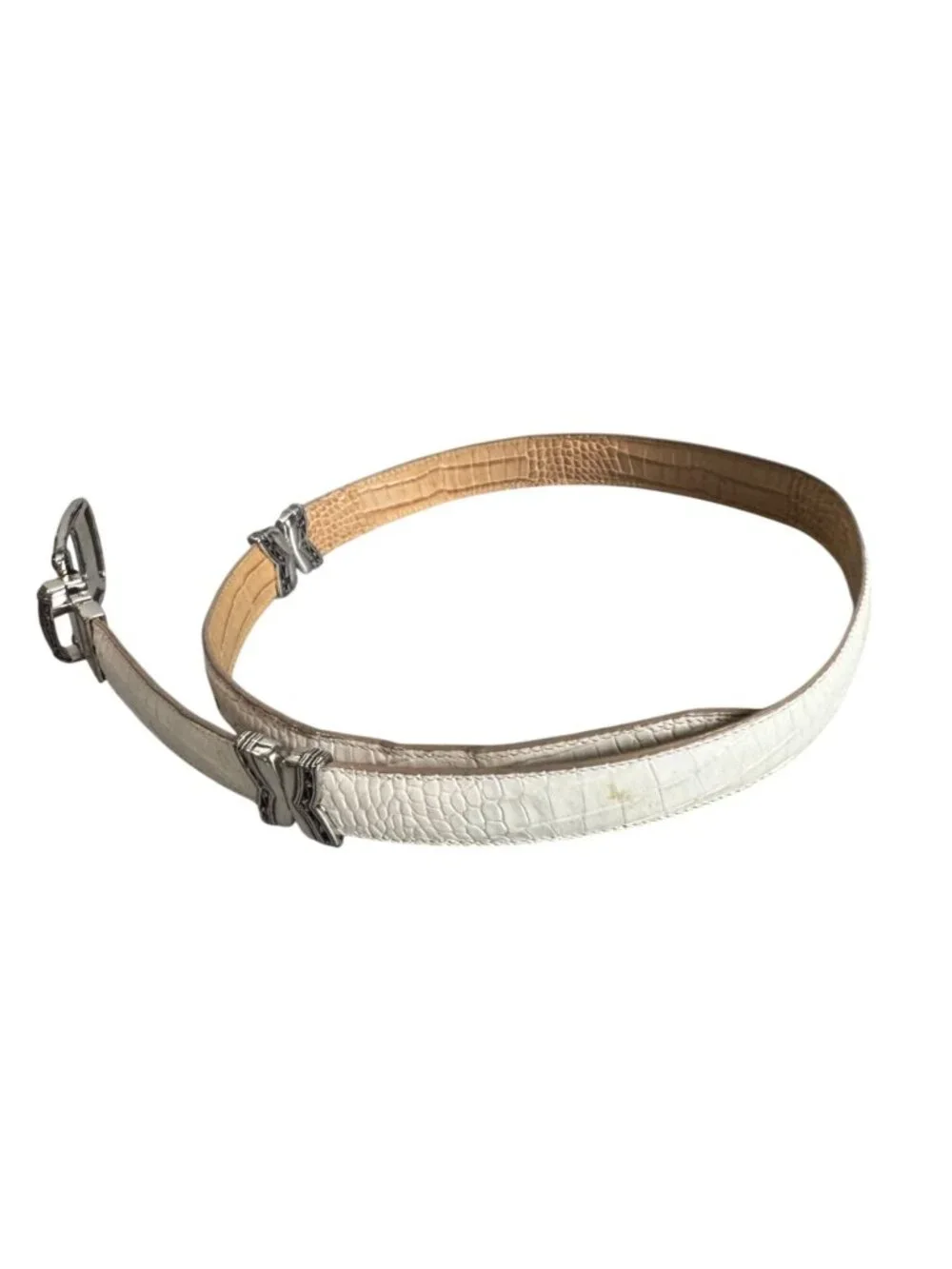 Brighton B2701 Reversible White Croc Embossed Leather Belt Silver Hardware L 34 - Picture 7 of 7